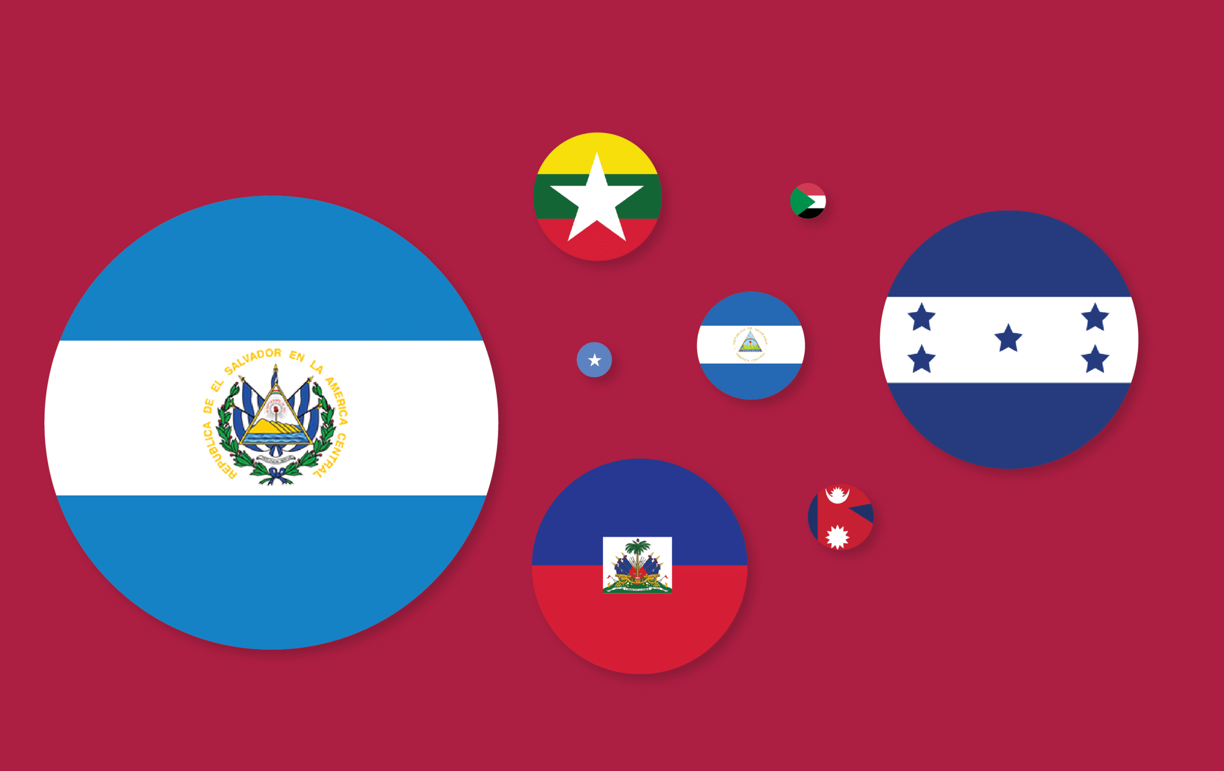 collection of elements of various countries flags.