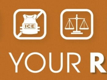 An image with the words Know Your Rights, with the word Rights bolded. There are some icons above it emphasizing the wording.