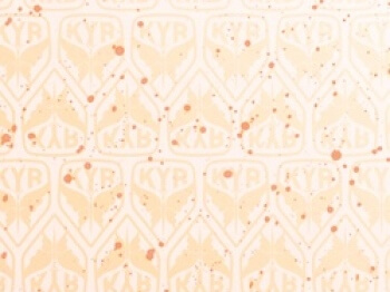 An image with splotches in red and a butterfly in the bottom corner.
