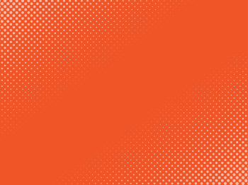 A orange-red backdrop with white dots in the upper left and bottom left corners that fade into the color.
