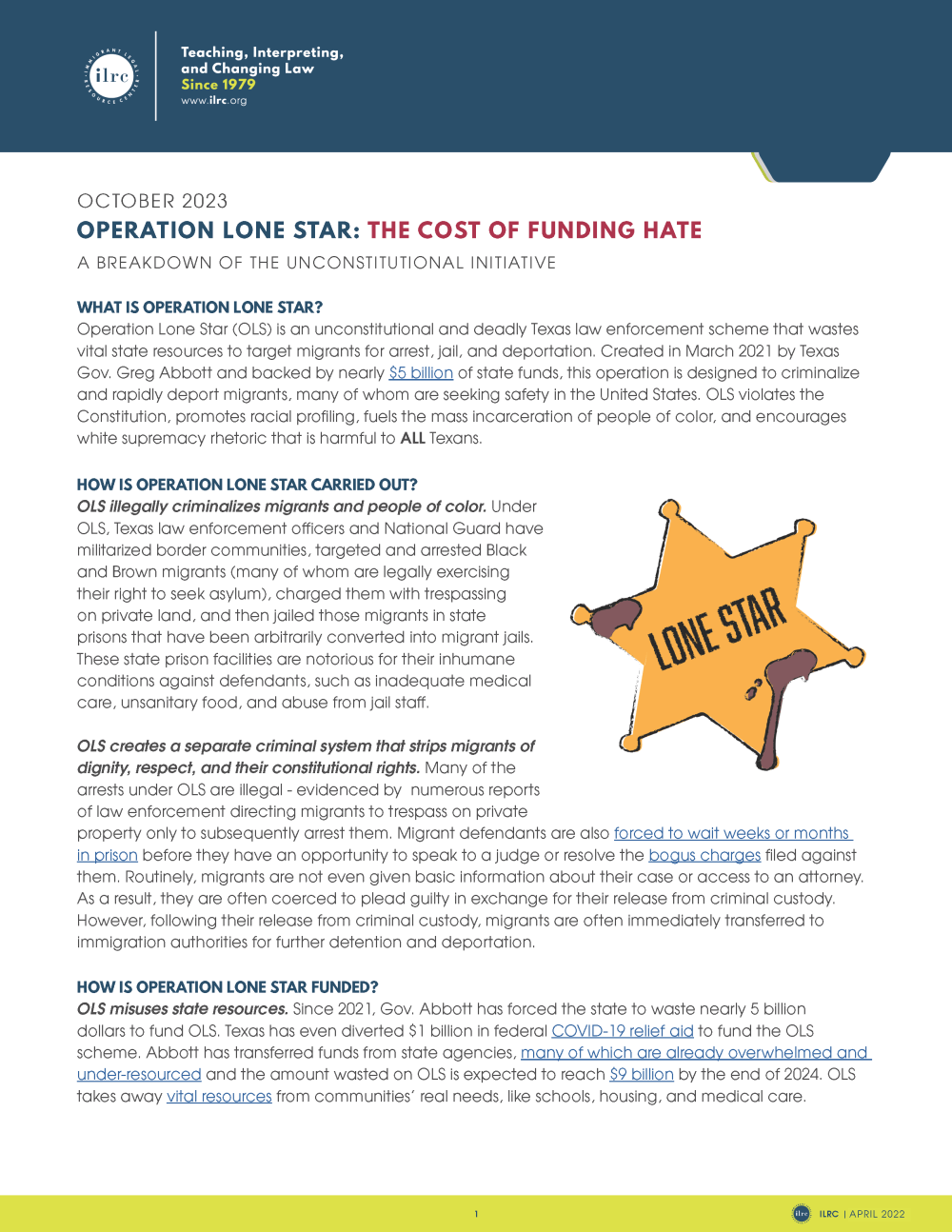 Operation Lone Star: The Cost of Funding Hate | Immigrant Legal ...
