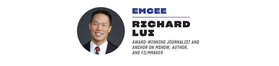 A graphic showing Burton emcee Richard Lui.