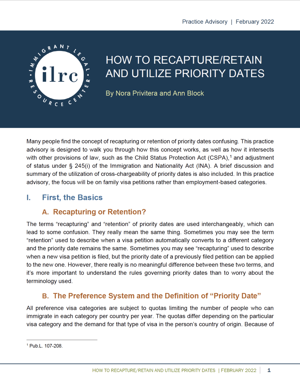 How to Recapture/Retain and Utilize Priority Dates Immigrant Legal