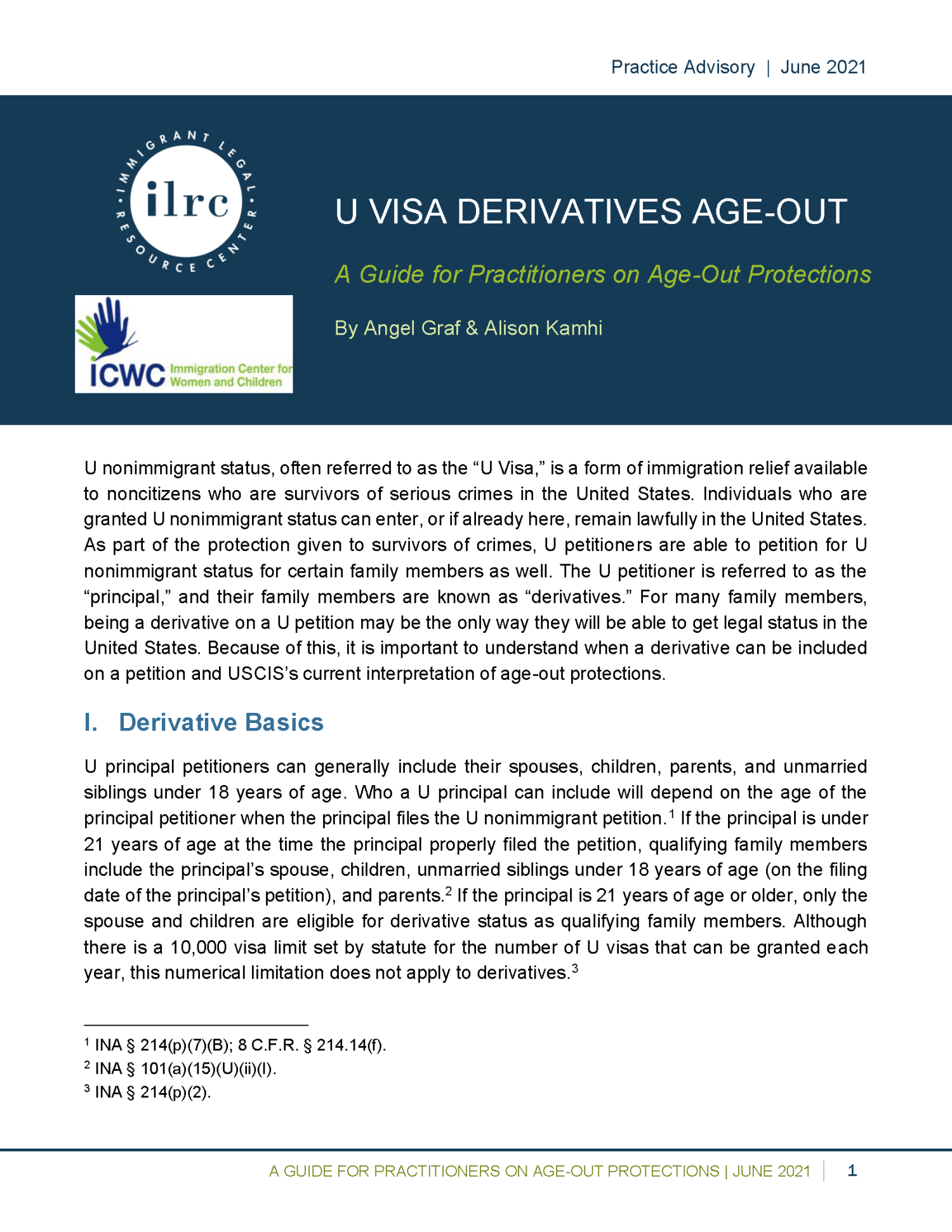 U Visa Derivatives AgeOut Practice Advisory Immigrant Legal Resource