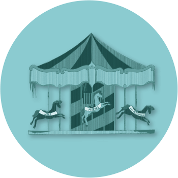 Image of a carousel depicting the shifting nature of carceral facilities.