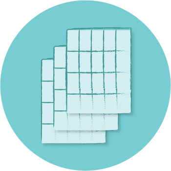 Illustration of three pages with charts on them