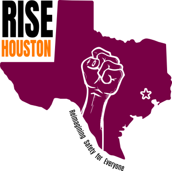 Logo features a purple map of Texas with a power fist in it