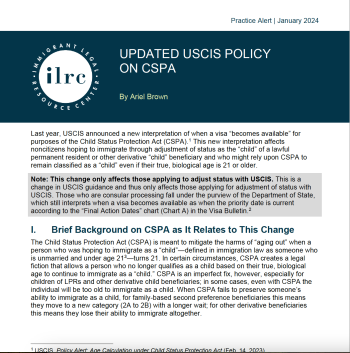 Practice Alert: Updated USCIS Policy on CSPA