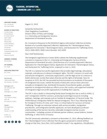 First page of the letter