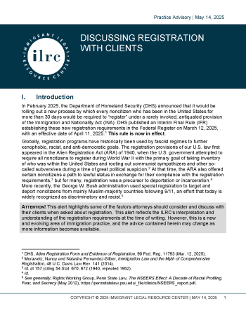 An image of the first page of the Understanding Registration with Clients practice advisory.