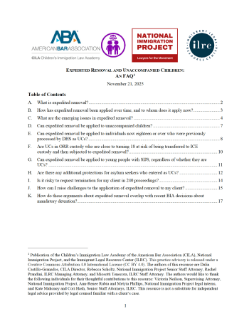 Expedited Removal and Unaccompanied Children: An FAQ