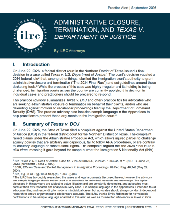 Administrative Closure, Termination, and Texas v. Department of Justice