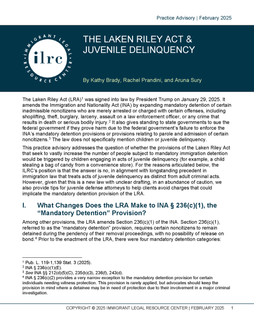 The Laken Riley Act & Juvenile Delinquency | Immigrant Legal Resource ...