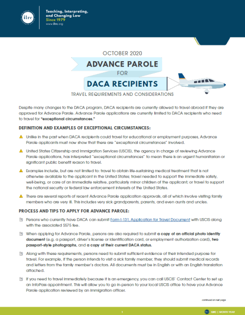 can daca recipients travel with advance parole