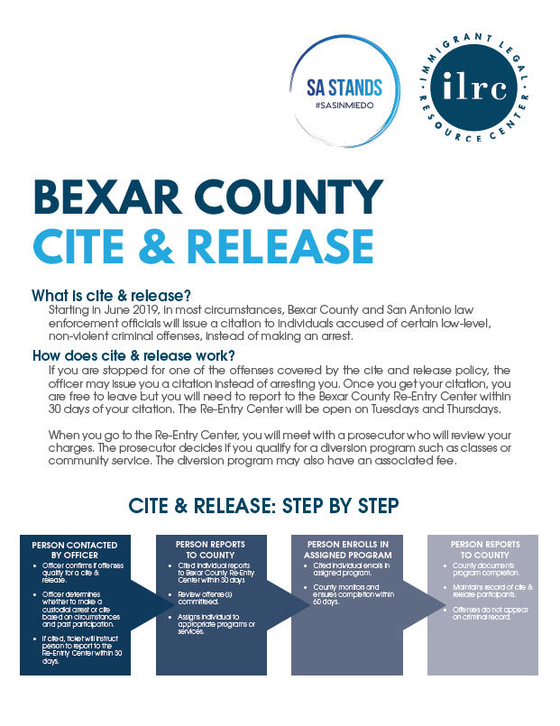 Bexar County Cite & Release Immigrant Legal Resource Center ILRC